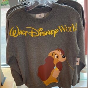 Walt Disney World Parks Lady and the Tramp Spaghetti Sweatshirt Gray Adult Large